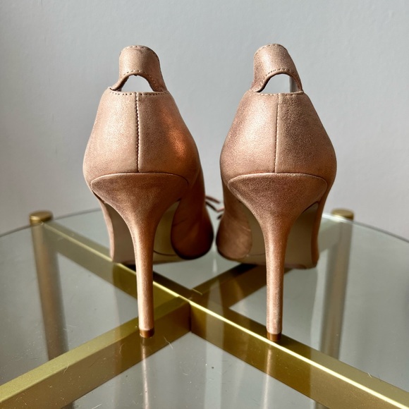 NINE WEST Spritzer Rose Gold Bow Peep Toe Pumps - Picture 5 of 5